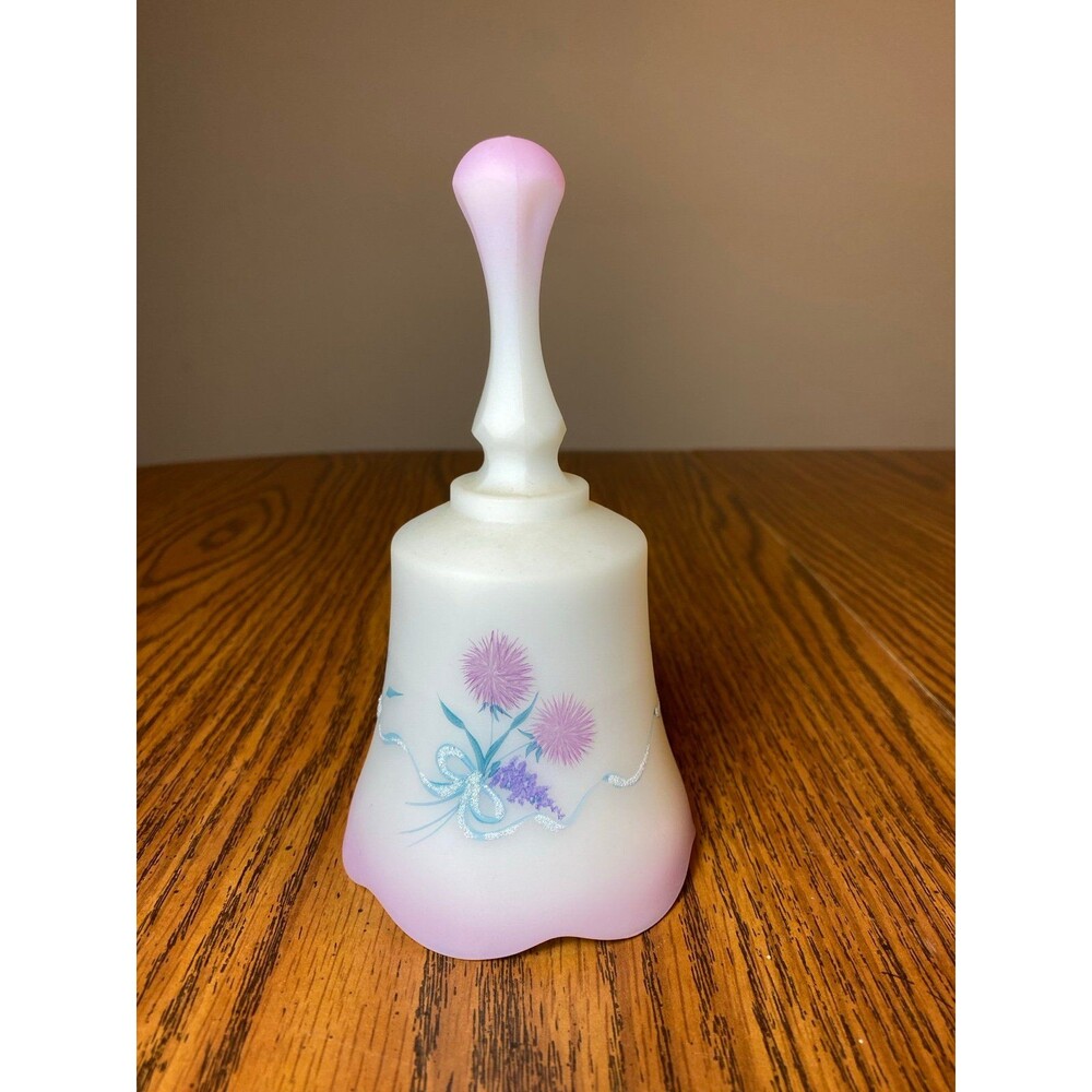 Fenton Art Satin Glass Fritz Hand Painted Signed Bell